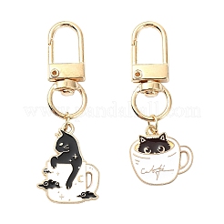 Tazza di caffè con decorazione pendente in smalto in lega di gatto&nbsp;HJEW-YW00025-01