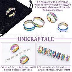 Anillo de dedo ranurado grabable de acero inoxidable 201&nbsp;RJEW-UN0002-34
