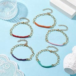 Braccialetti a maglie intrecciate con corde di cotone cerato&nbsp;BJEW-JB09963