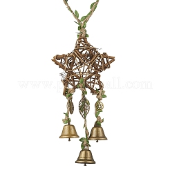 Décoration pendentif cloche en fer à feuilles&nbsp;HJEW-TA00376