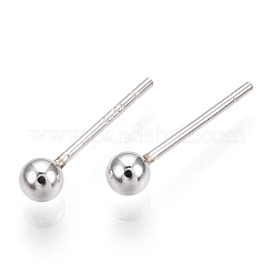925 boucles d'oreilles puces boule ronde en argent massif&nbsp;STER-T005-01C