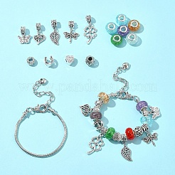 DIY-Armbandbausätze aus Legierung und Messing im europäischen Stil mit Gartenmotiv&nbsp;DIY-FS0007-26