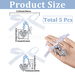 5 ciondolo con medaglione fotografico per bouquet da sposa in acciaio inossidabile e lega con strass&nbsp;HJEW-SC0002-96