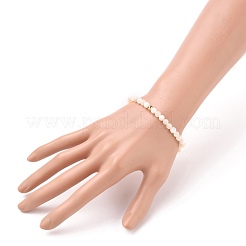 Natürliche weiße Muschel Perlmutt Muschel Stretch Perlen Armbänder&nbsp;BJEW-JB05730-02