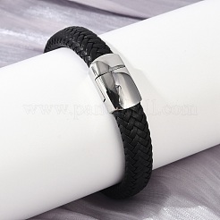 Pulseras de cordón de cuero trenzado de microfibra para mujeres y hombres&nbsp;BJEW-D304-07P-01
