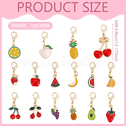 Decorazione pendente a forma di frutta in lega di zinco smaltata&nbsp;HJEW-ME0001-30