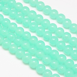 Nachahmung Jade Glas runde Perle Stränge&nbsp;GLAA-A022C-8mm-M