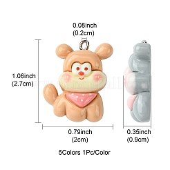 5 pz 5 colori ciondoli in resina opaca&nbsp;RESI-FS0001-67A