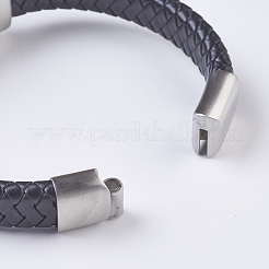 Pulseras de cordón de cuero trenzado para hombre&nbsp;BJEW-P194-14B