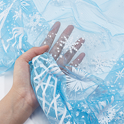 Tessuto a rete in poliestere con motivo a fiocco di neve&nbsp;DIY-WH0387-87