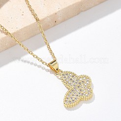 Messing Micro Pave klare Zirkonia Anhänger Halsketten&nbsp;NJEW-M088-03G-02
