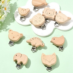 10 pince porte-tétine bébé en bois de hêtre&nbsp;WOOD-YW0001-94