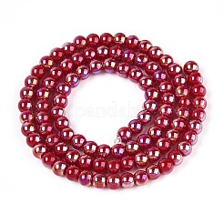 Chapelets de perles en verre opaque électrolytique&nbsp;GLAA-T032-P4mm-AB23