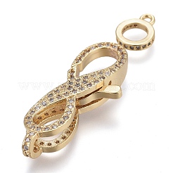 Fermoir pince de homard en laiton avec zircone cubique de micro pave&nbsp;ZIRC-M108-03A-G
