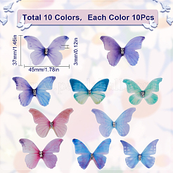 100 Stück 10 Farben Farbverlauf 2-lagiges Fasertüll Ornament Zubehör&nbsp;FIND-SC0005-81