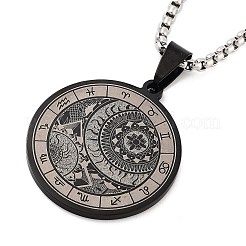 Retro-Mandala 201 Edelstahl-Boxkette mit Sternbild-Anhänger für Frauen und Männer&nbsp;NJEW-M223-01B