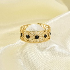 Ausgehöhlte Manschettenringe aus Emaille-Edelstahl 304 für Damen&nbsp;RJEW-G338-11G
