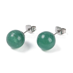 Natürliche grüne Aventurine Ohrstecker&nbsp;EJEW-Z060-04P-01