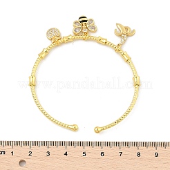 Messing-Armreifen mit Mikropflaster und klarem Zirkonia für Damen&nbsp;BJEW-Z089-04P