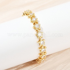 Braccialetti da donna con maglie a stella in ottone e zirconi cubici trasparenti&nbsp;BJEW-F504-13G