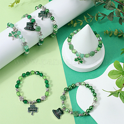 Kits para hacer pulseras con dijes de aleación esmaltados y cuentas acrílicas con temática del Día de San Patricio&nbsp;DIY-SC0028-71
