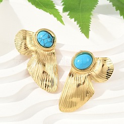 Boucles d'oreilles à tige en acier inoxydable 304 avec turquoise synthétique pour femme&nbsp;EJEW-U046-16G