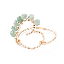Anello da dito a cuore con perline di pietre preziose naturali&nbsp;RJEW-JR00520