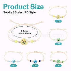 6 Stück 6 Stile Glasperlen geflochtene Perlenarmbänder&nbsp;BJEW-TA0001-21
