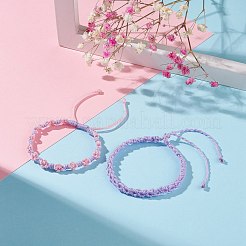 2 Stück 2 Farben Pfirsichblüten geflochtenes Schnurarmband&nbsp;BJEW-JB07610-05