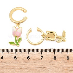 Boucles d'oreilles manchette en laiton et zircon cubique transparent pour la Saint-Valentin&nbsp;EJEW-Z164-09G-03