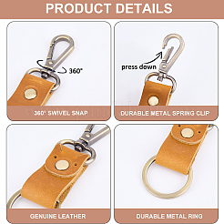 3 porte-clés 3 couleurs en cuir de vache et alliage&nbsp;KEYC-CL0001-22