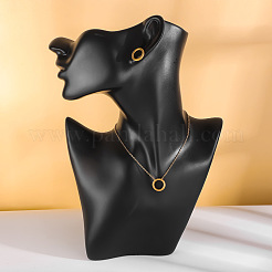 Halsketten mit gedrehtem Ringanhänger aus 304 Edelstahl für Damen&nbsp;FS-WGB56F0-01