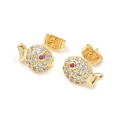 Pendientes de latón con micropavé de circonitas cúbicas transparentes&nbsp;EJEW-Z144-17G
