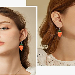 2 Paar baumelnde Ohrringe aus Kunstharz mit Karottenmotiv für Damen.&nbsp;EJEW-LP0001-54