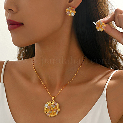 Vintage-Ohrstecker und Halsketten-Sets aus Messingblumen im Vintage-Stil für Damen&nbsp;EL3968