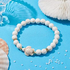 Schildkröten-Stretch-Armbänder aus synthetischem Türkis für Damen&nbsp;BJEW-JB10106-05