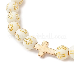 2 bracelet extensible en perles rondes acryliques plaquées 2 couleurs pour hommes et femmes&nbsp;BJEW-JB12080