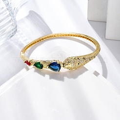 Bracelets à charnière en laiton plaqué or avec micro pavé de zircones cubiques&nbsp;BJEW-H624-01G