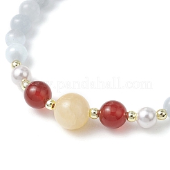 Pulseras elásticas con cuentas de concha y perla&nbsp;BJEW-JB11938-02