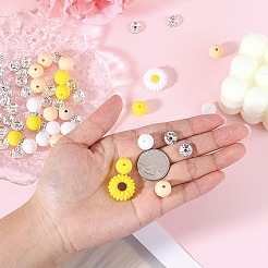 79 pz 6 perline distanziatrici in strass in ferro con perline in silicone a forma di fiore&nbsp;SIL-SZ0002-30A
