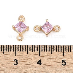Breloques connecteurs en laiton pavé de losanges en verre&nbsp;GLAA-Q088-001A