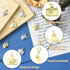 8 Stück 4 Stile Messing Pavé Zirkonia Kamera Charms&nbsp;KK-CJ0004-36
