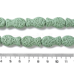 Brins de perles de pierre de lave naturelle teintées de poisson&nbsp;G-O126-01A-06