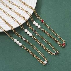 Collane con catena a maglie in vetro e acciaio inossidabile 304&nbsp;NJEW-JN05586
