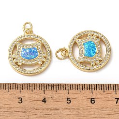 Placage de crémaillère en laiton micro pavé pendentifs en zircone cubique claire&nbsp;KK-P268-13G