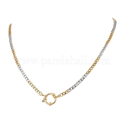 Collane a catena cubana bicolore da 4 mm in acciaio inossidabile 304 con chiusura ad anello a molla&nbsp;NJEW-JN05707