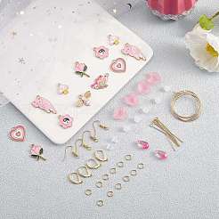 Kits de fabrication de boucles d'oreilles goutte rose bricolage&nbsp;DIY-SZ0008-71