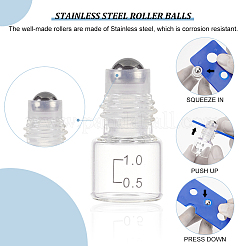 24 Stück transparente Rollkugelflaschen aus Glas mit Skala und Kunststoffabdeckung&nbsp;DIY-BC0006-46