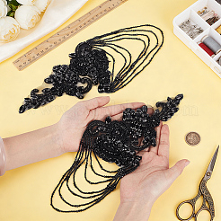 Écusson brodé à franges de perles de verre et de strass&nbsp;DIY-WH0780-20B