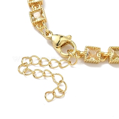 Quadratische Gliederarmbänder aus Messing mit Zirkonia-Pavé für Damen&nbsp;BJEW-P385-04G-06